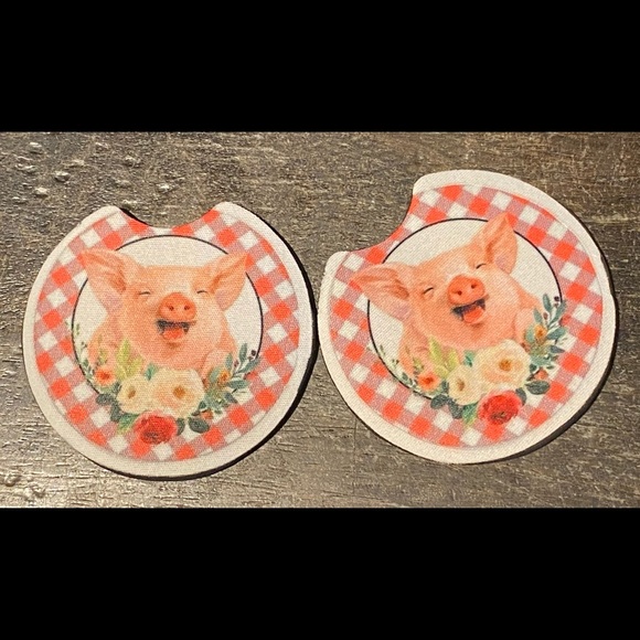 Neoprene piggy car coasters - Picture 1 of 2